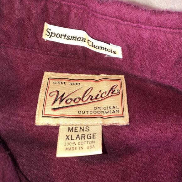 Vintage Woolrich Sportsman Chamois Shirt Plum Made USA XL Wilfarm - Picture 6 of 9